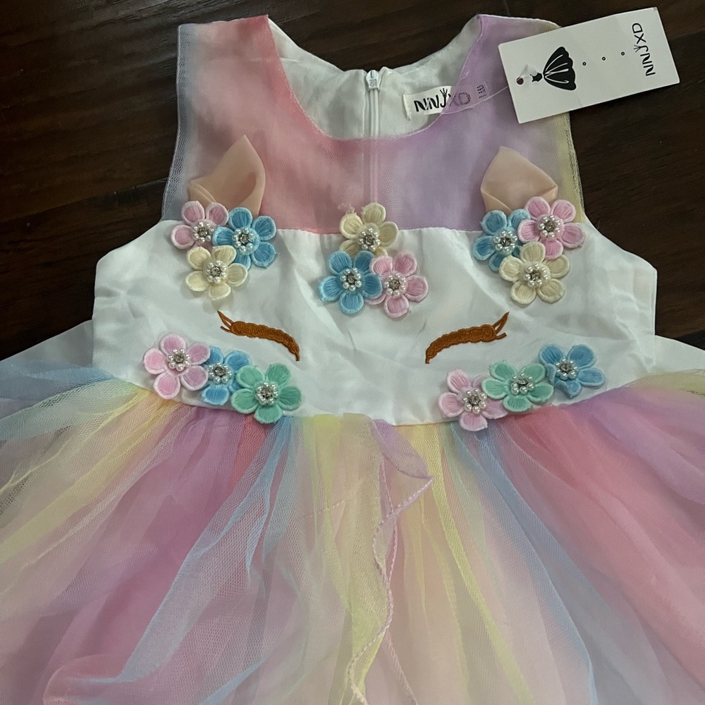 UNICORN RAINBOW DRESS!!!  BRAND NEW NEVER BEEN WORN! Size 3/4. TAGS ATTACHED!
